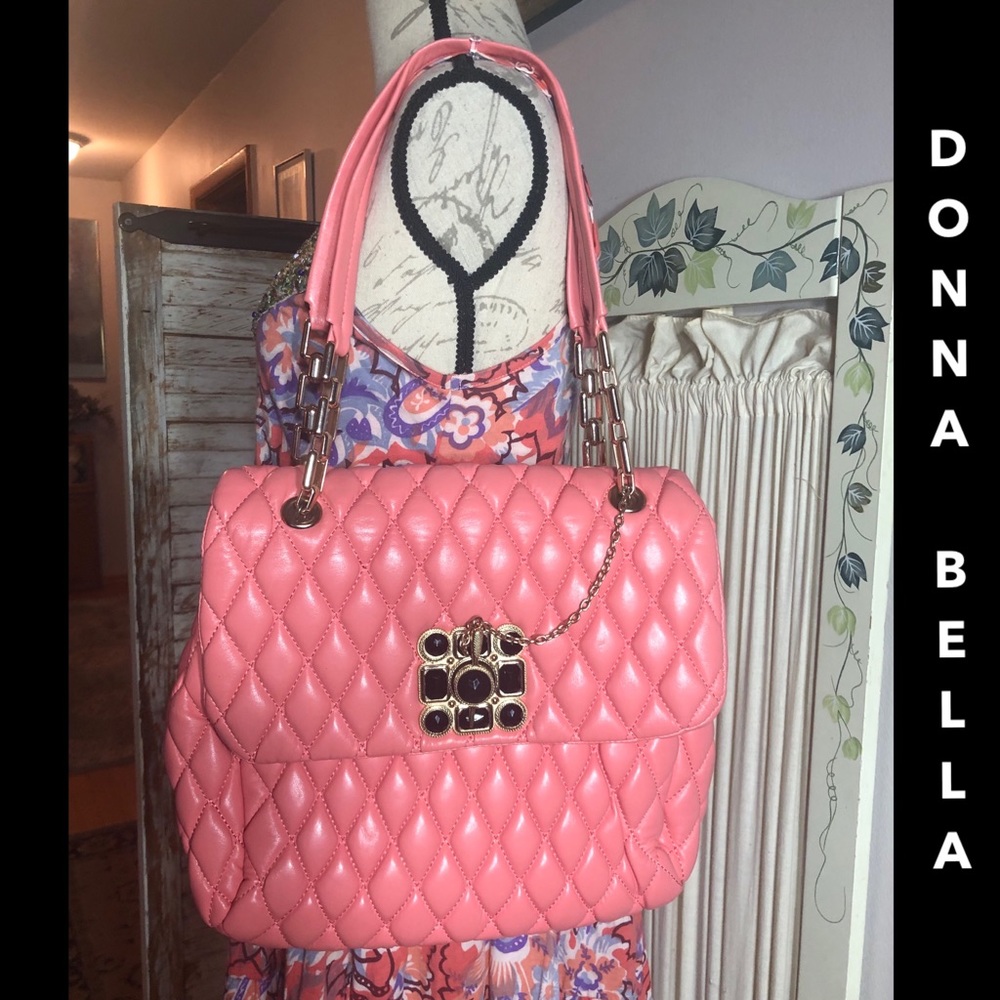 DONNA BELLA DESIGNS SALMON QUILTED/JEWELED BAG